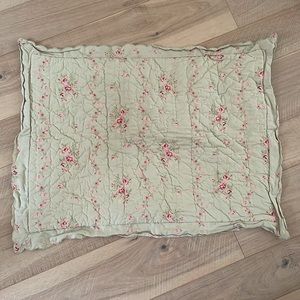 Shabby Chic, mint with pink flowers pillow case.